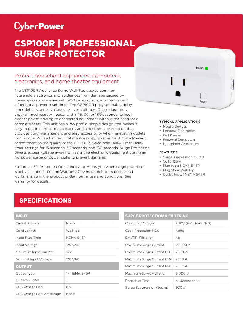 Page n°1 - Manuel utilisateur CyberPower Professional CSP100R
