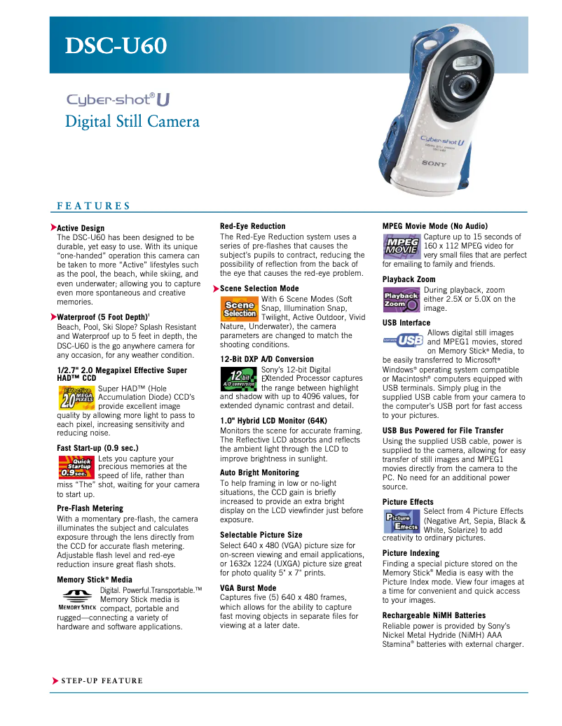 Image de la première page du manuel de l'appareil Cybershot DSC-U60