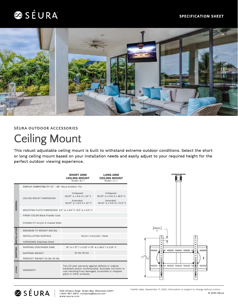 Page 1 de la notice Fiche technique Seura SC-1