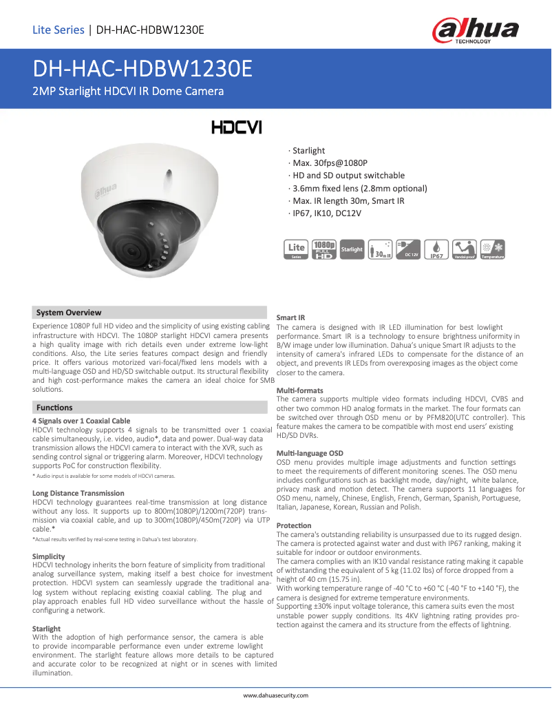 Image de la première page du manuel de l'appareil HAC-HDBW1230E