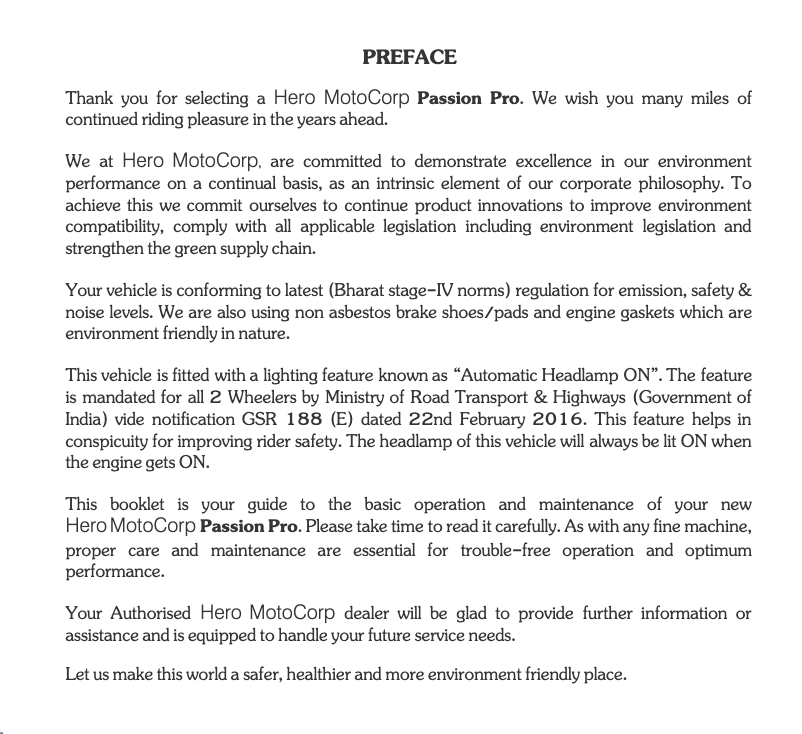 Page 1 de la notice Manuel utilisateur Hero Passion Pro (2018)