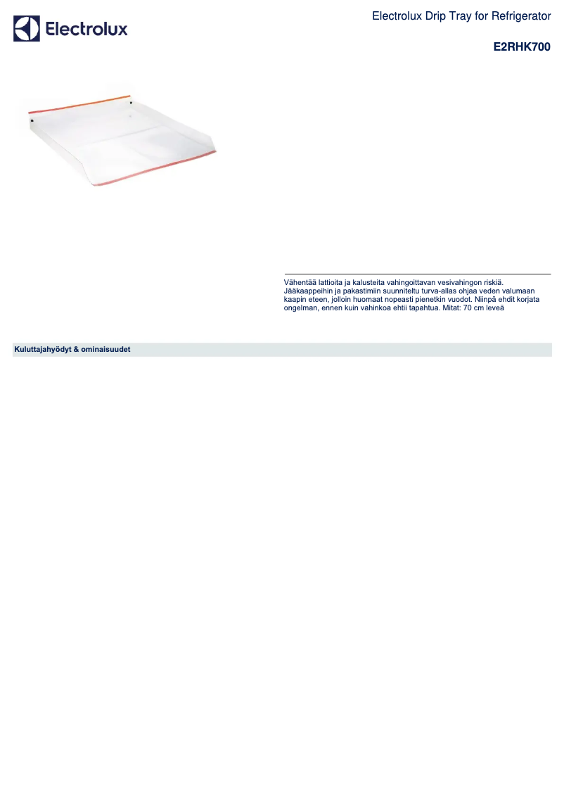 Page 1 de la notice Manuel utilisateur Electrolux E2RHK700