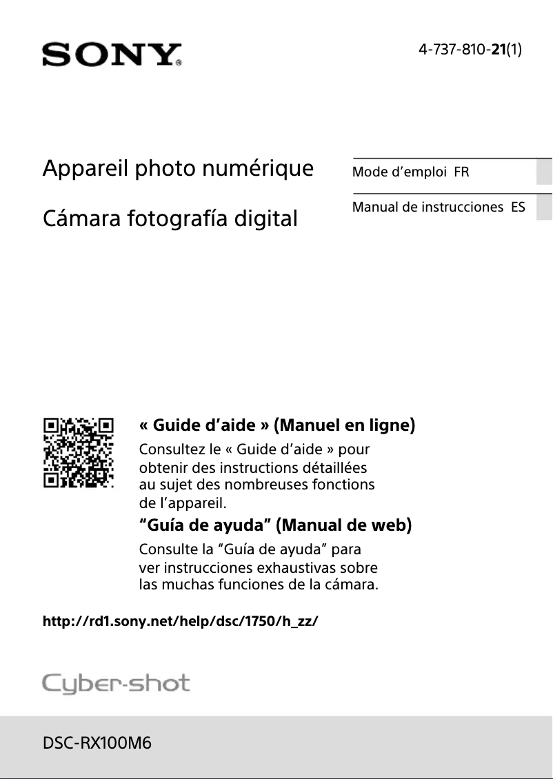 Page 1 de la notice Manuel utilisateur Sony Cybershot DSC-RX100 VI