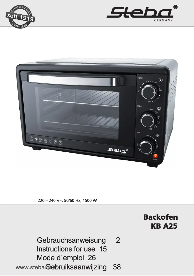 Page 1 de la notice Manuel utilisateur Steba KB 25