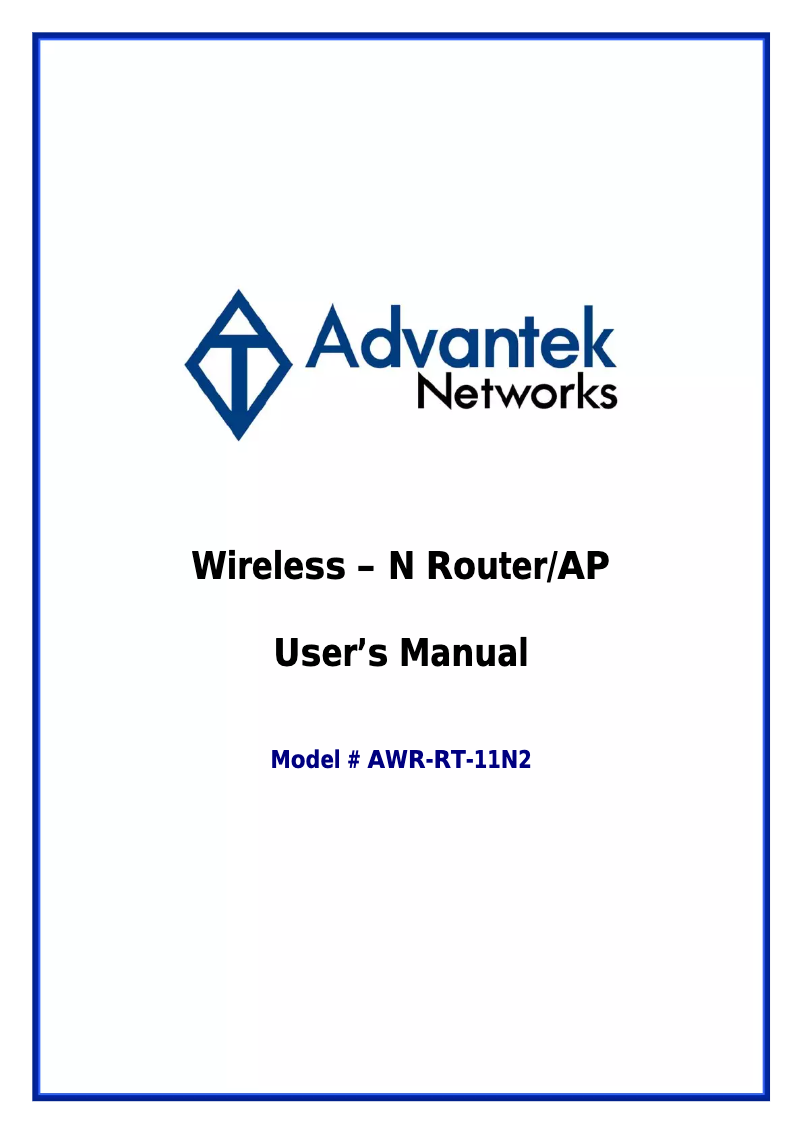 Page n°1 - Manuel utilisateur Advantek Networks AWR-RT-11N2