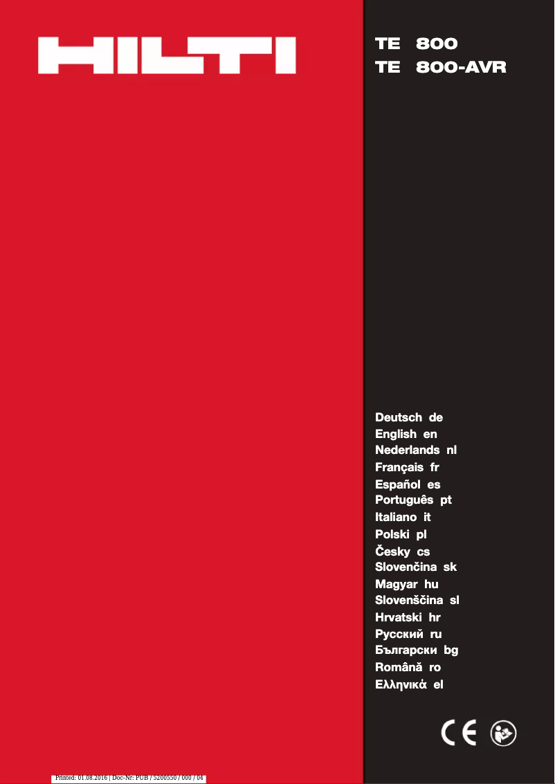 Page n°1 - Manuel utilisateur Hilti TE 800