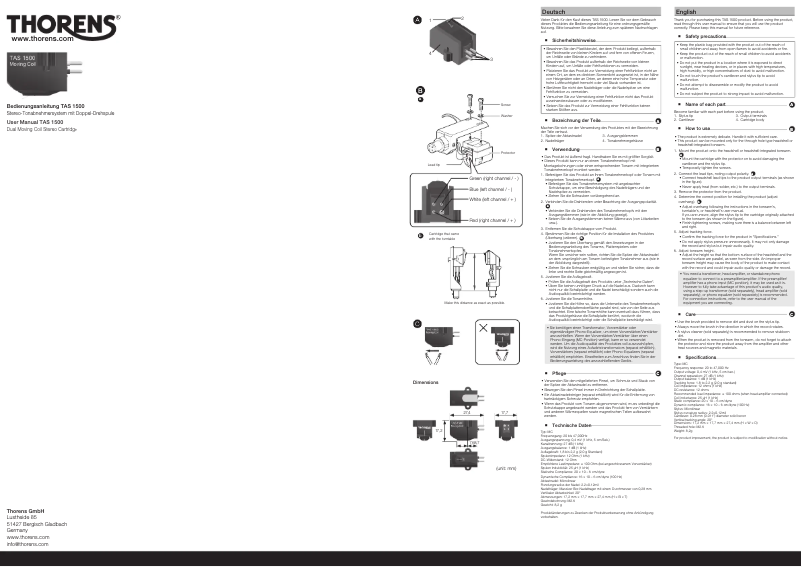 Página 1 del manual Manual de usuario Thorens TAS 1500