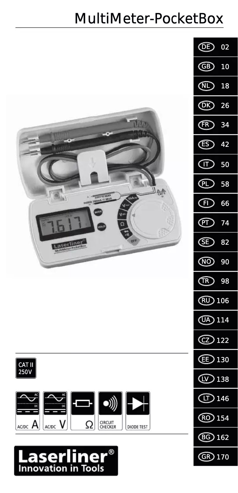 Page 1 de la notice Manuel utilisateur Laserliner MultiMeter-PocketBox