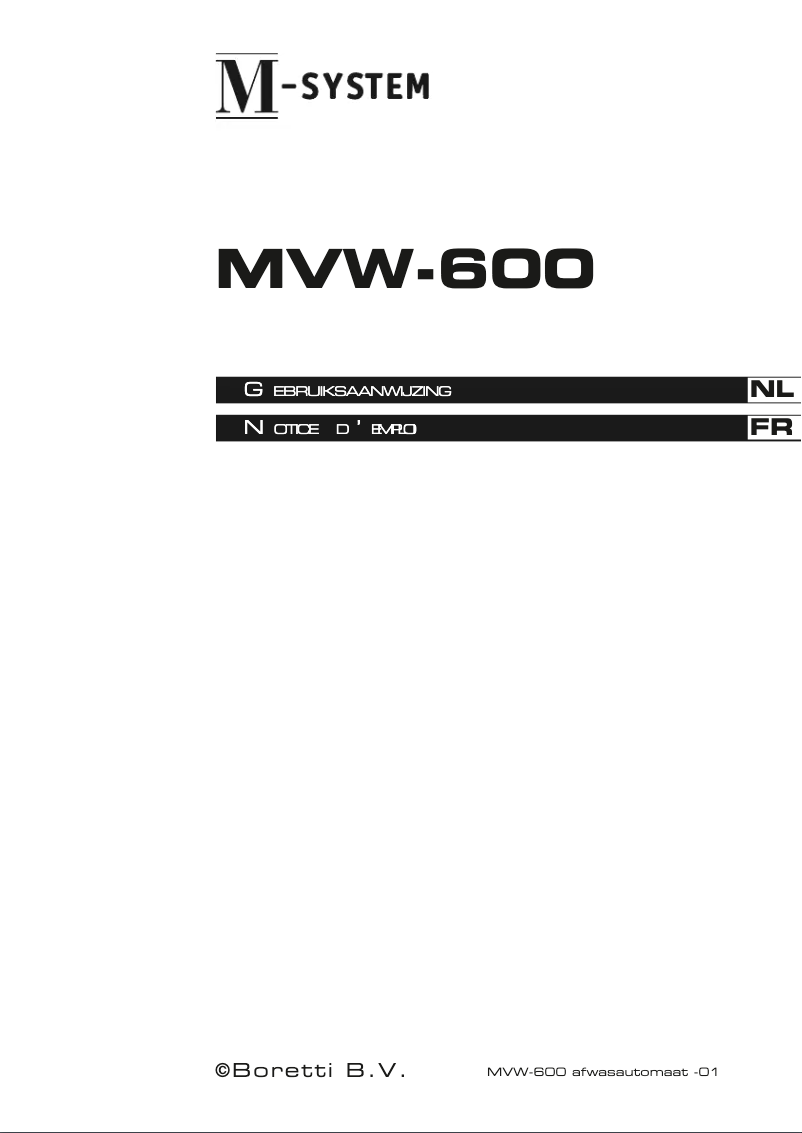 Page n°1 - Manuel utilisateur M-System MVW 600