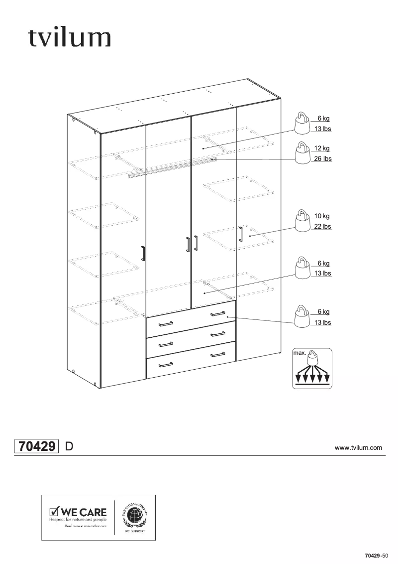 Page 1 de la notice Manuel utilisateur Tvilum 70429