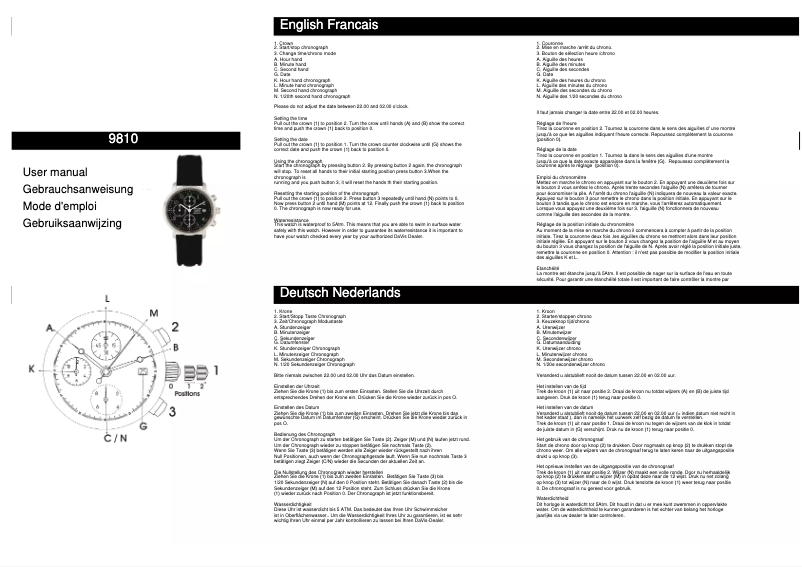 Page 1 de la notice Manuel utilisateur Davis 9810