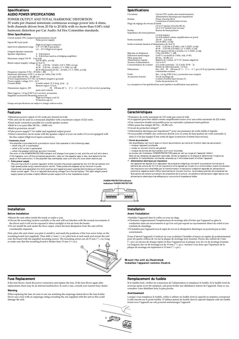 Página 1 del manual Manual de usuario Sony XM-222W