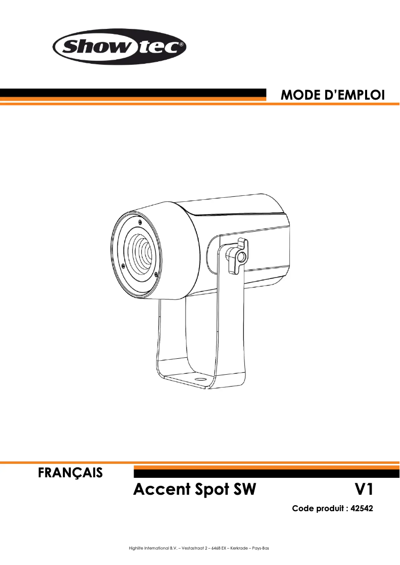 Page n°1 - Manuel utilisateur Showtec Accent Spot SW