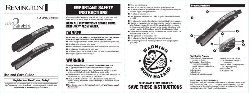 Page 1 de la notice Manuel utilisateur Remington Wet 2