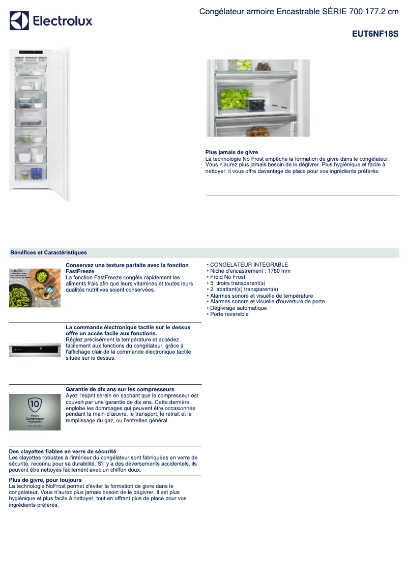 Página 1 del manual Ficha técnica AEG EUT6NF18S