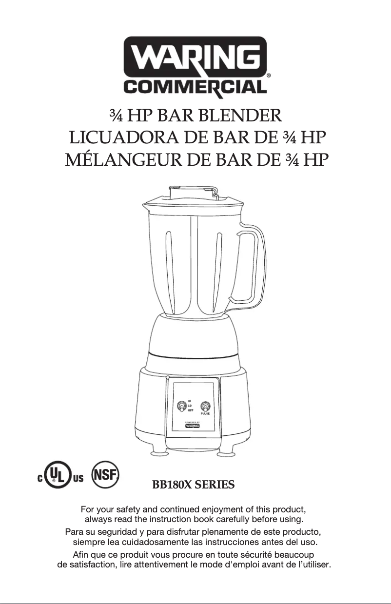 Page 1 de la notice Manuel utilisateur Waring Commercial NuBlend BB180X