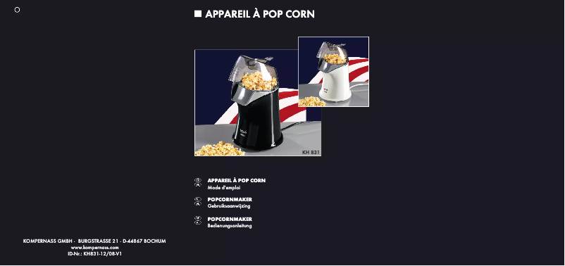 Page 1 de la notice Manuel utilisateur Bifinett KH 831