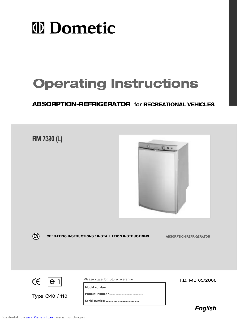 Page n°1 - Manuel utilisateur Dometic RM 7390