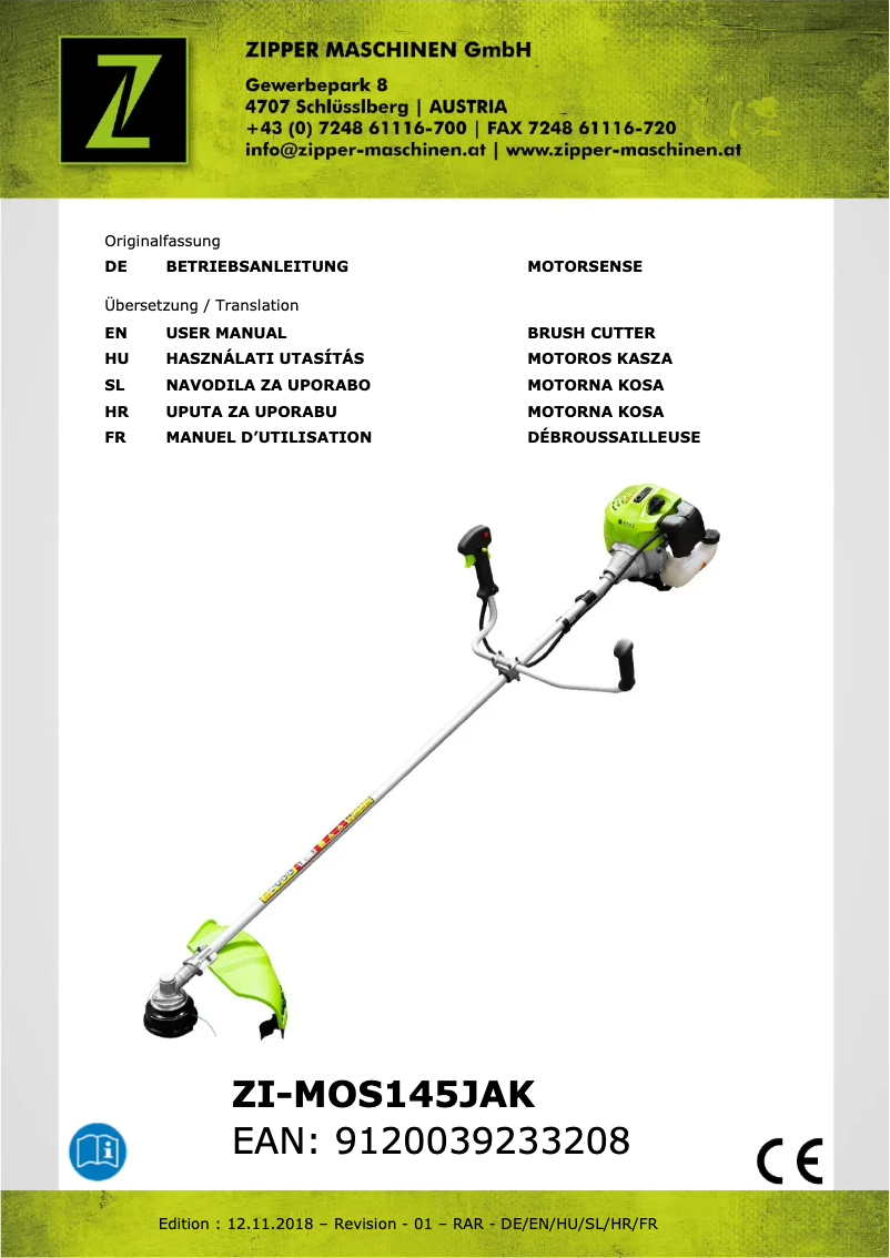 Image de la première page du manuel de l'appareil ZI-MOS145JAK