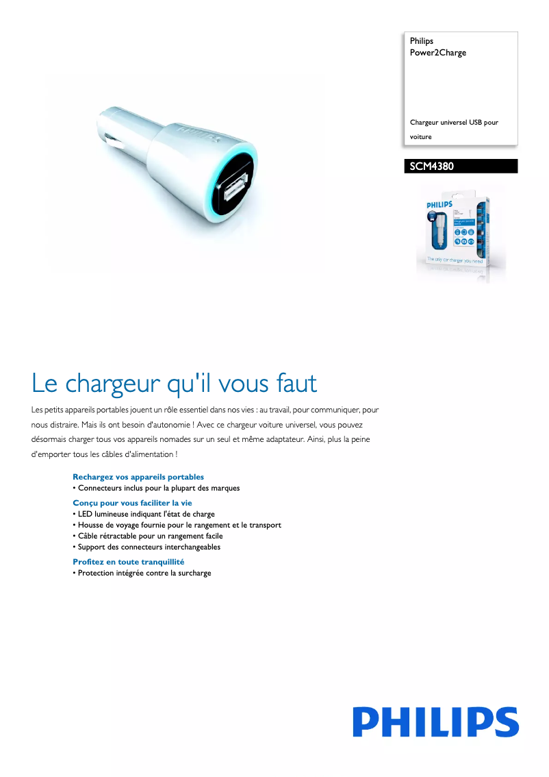 Página 1 del manual Ficha técnica Philips Power2Charge SCM4380