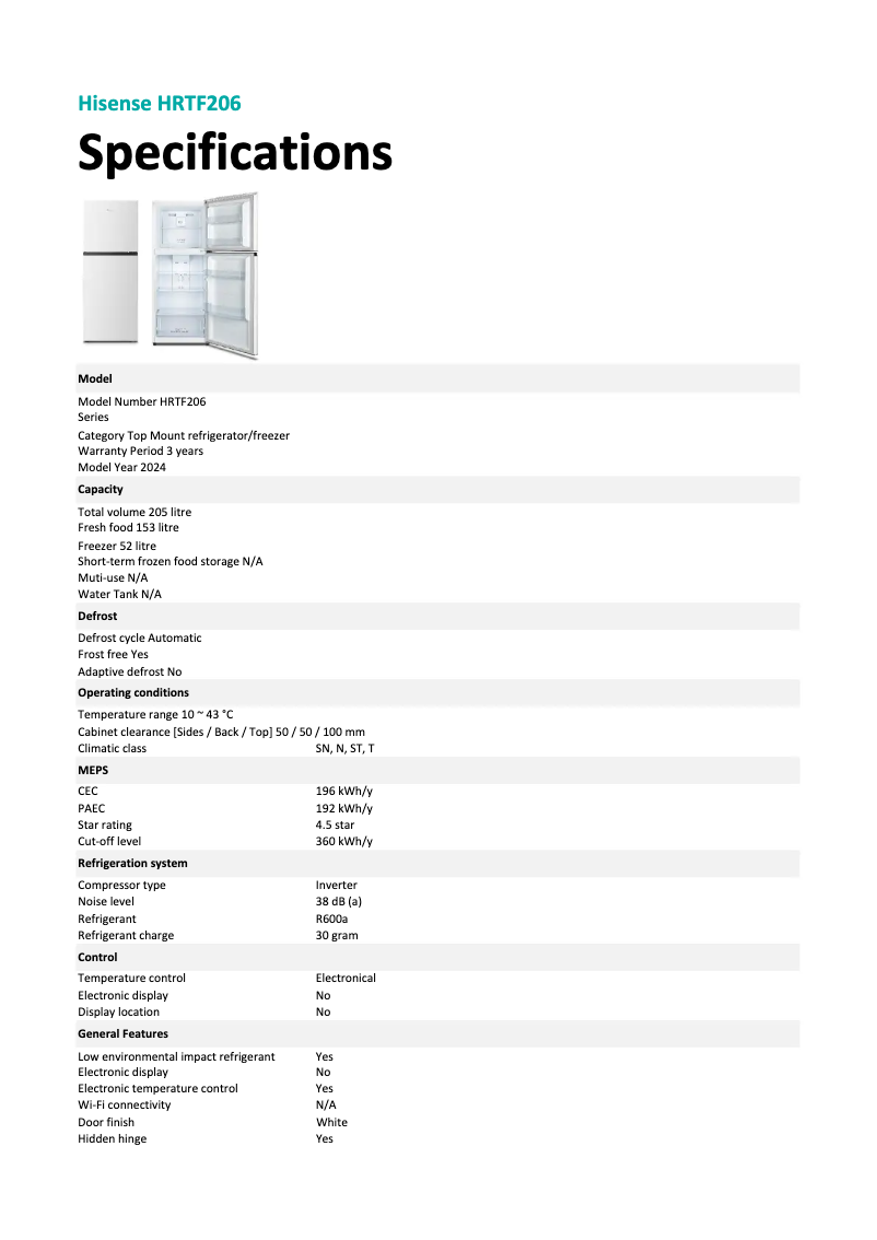 Image de la première page du manuel de l'appareil HRTF206