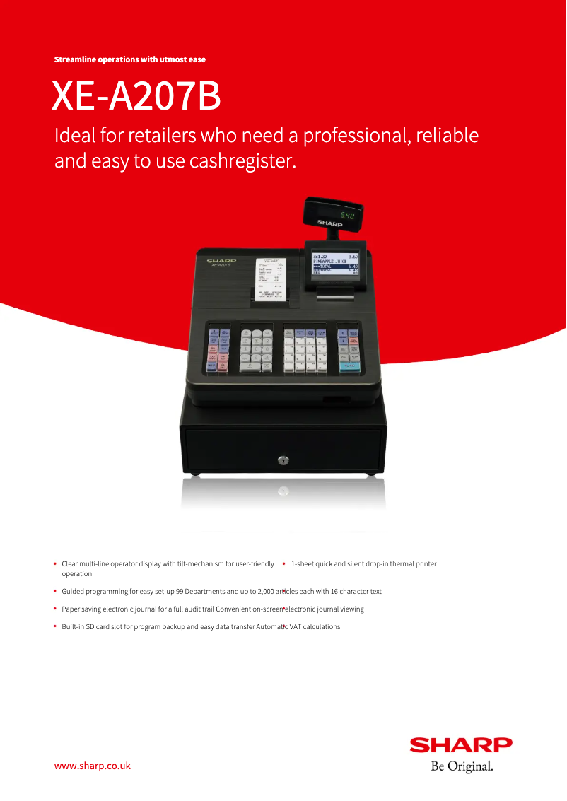 Page 1 de la notice Fiche technique Sharp XE-A207B