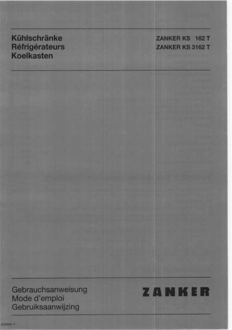 Page 1 de la notice Manuel utilisateur Zanker KS 162T