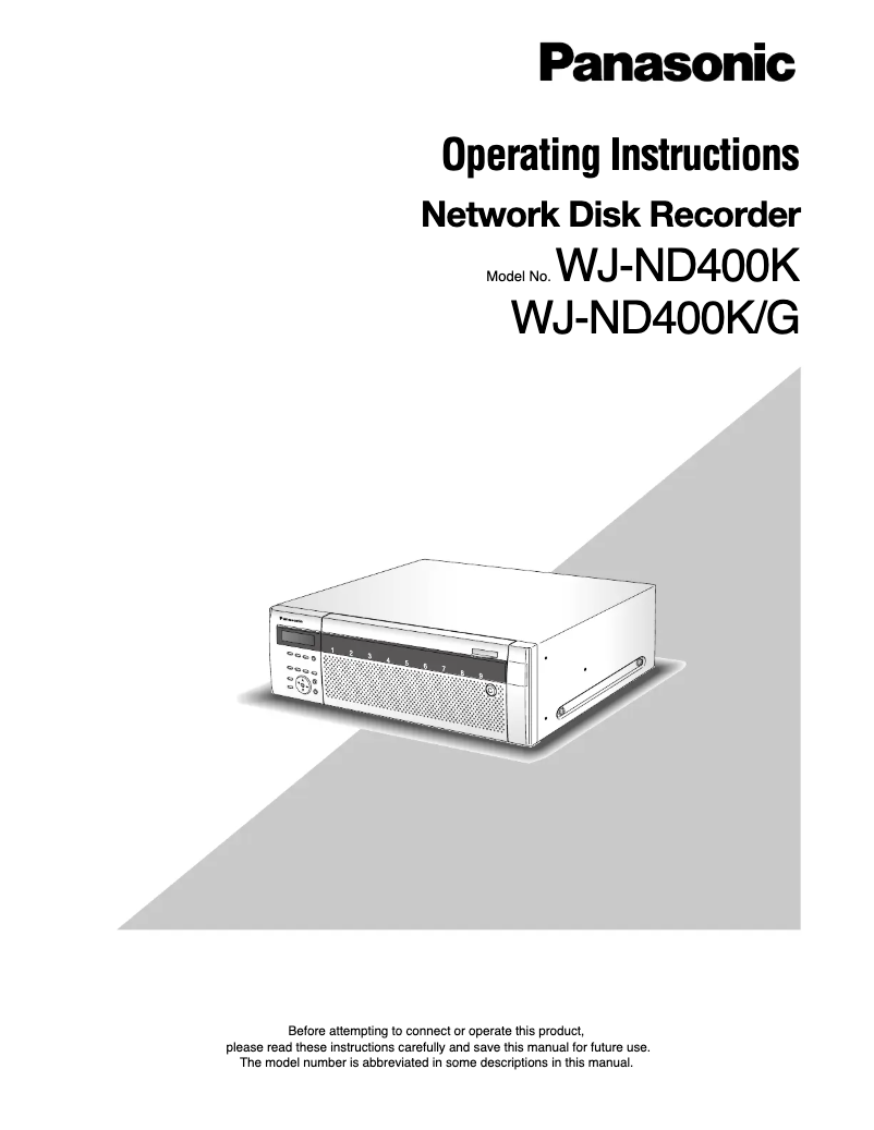 Page 1 de la notice Manuel utilisateur Panasonic WJ-ND400/28TB
