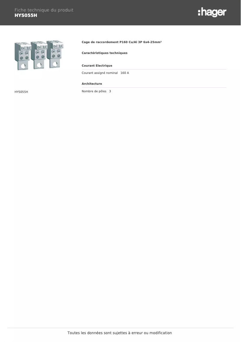 Image de la première page du manuel de l'appareil HYS055H