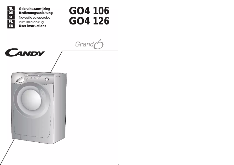 Page n°1 - Manuel utilisateur Candy GO4 106-16S