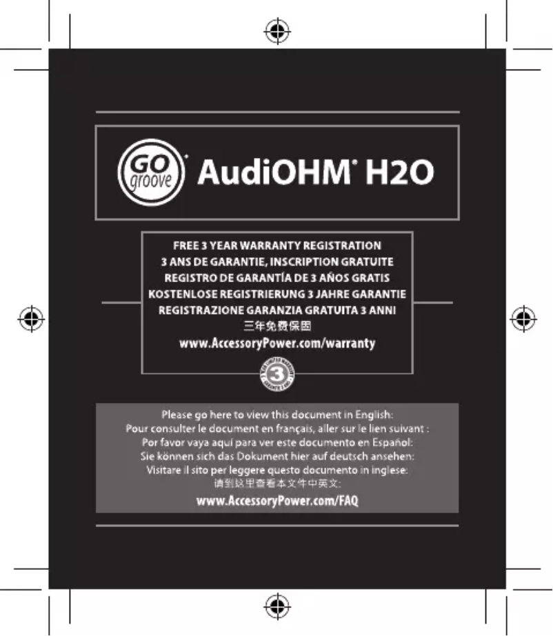 Page n°1 - Manuel utilisateur GOgroove AudiOHM H20