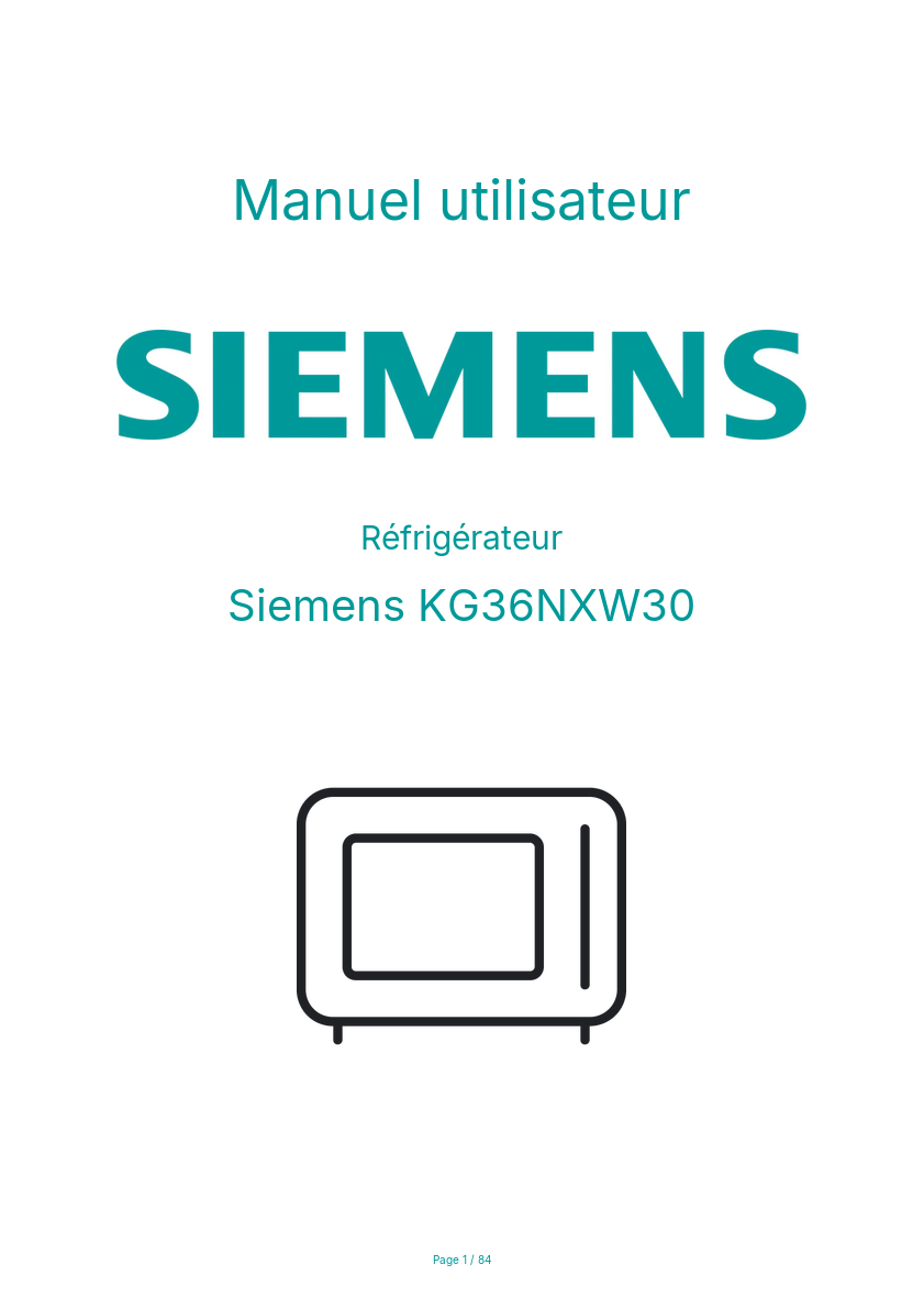 Image de la première page du manuel de l'appareil KG36NXW30