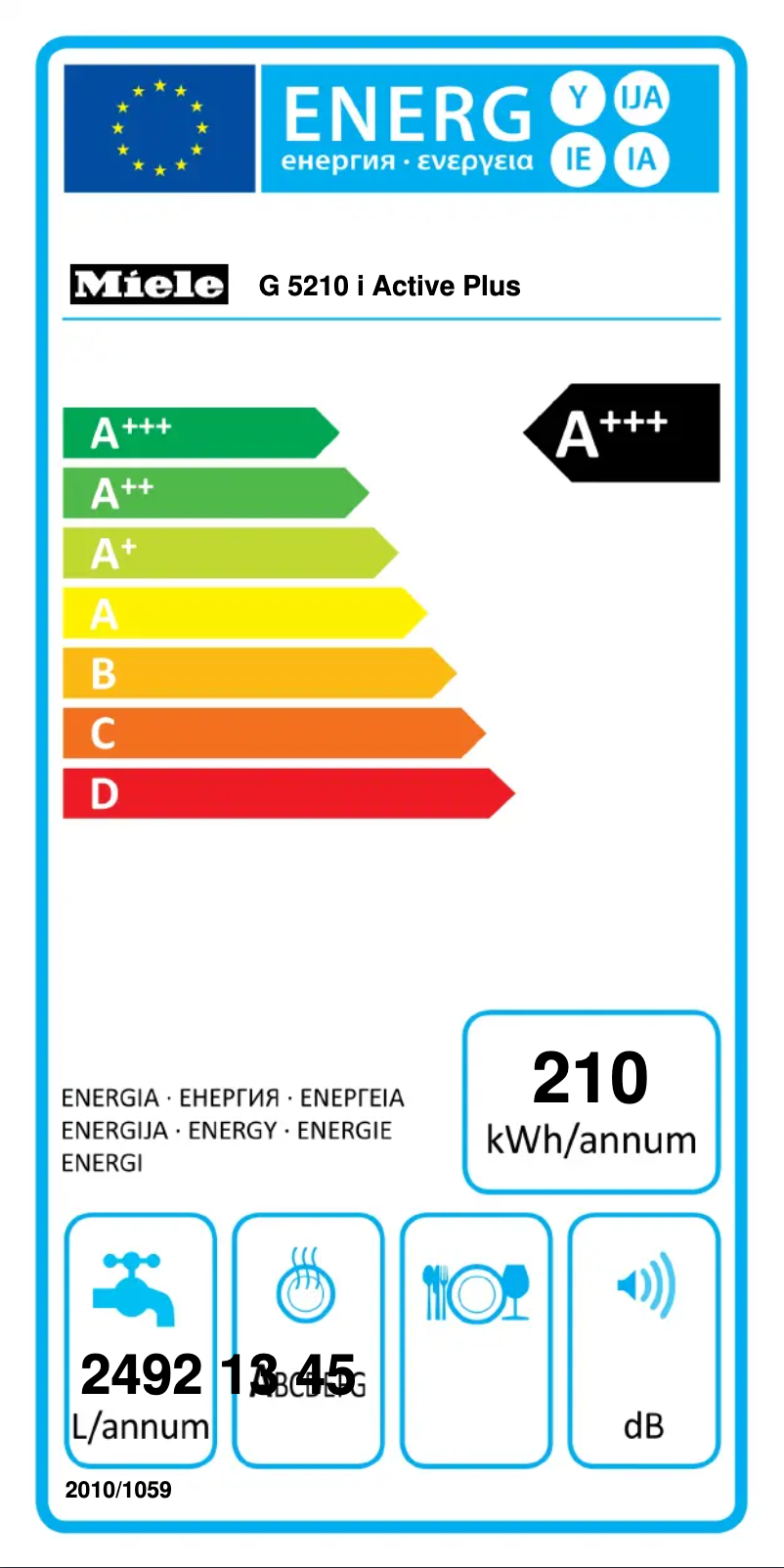 Page n°1 - Label énergétique Miele G 5210