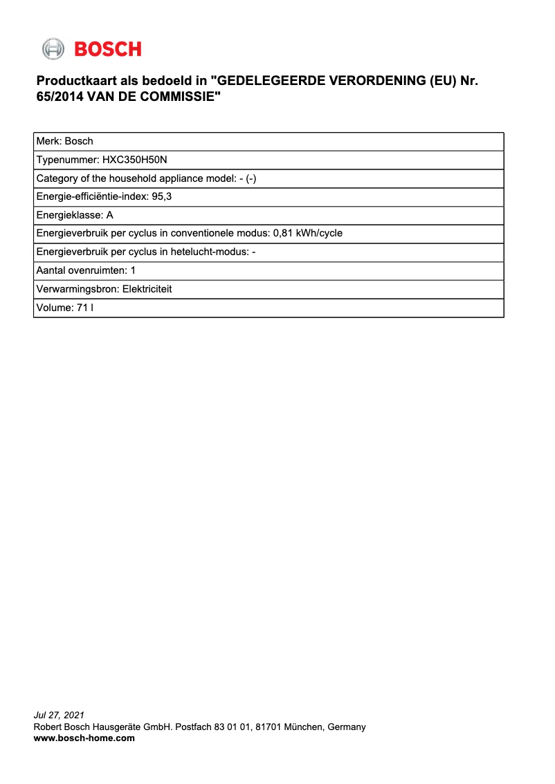 Page 1 de la notice Mode d'emploi Bosch HXC350H50N
