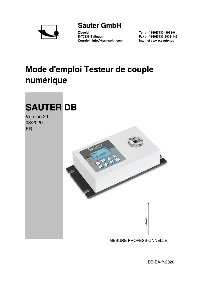 Page n°1 - Manuel utilisateur Kern DB 500-2
