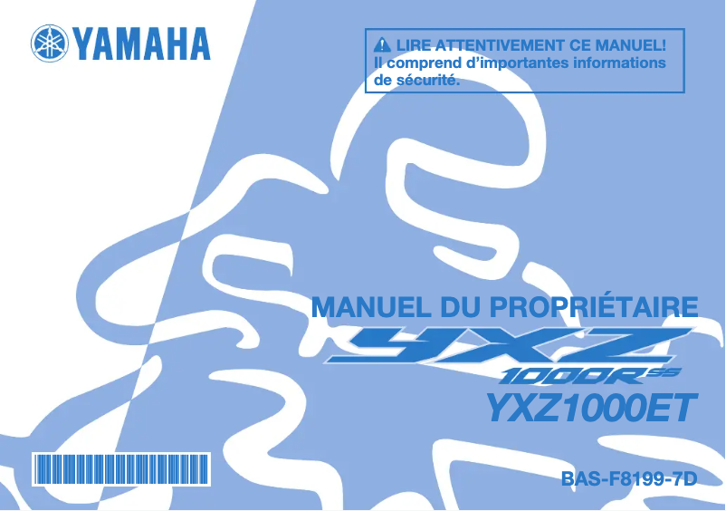 Page 1 de la notice Manuel utilisateur Yamaha YXZ1000R SS (2023)