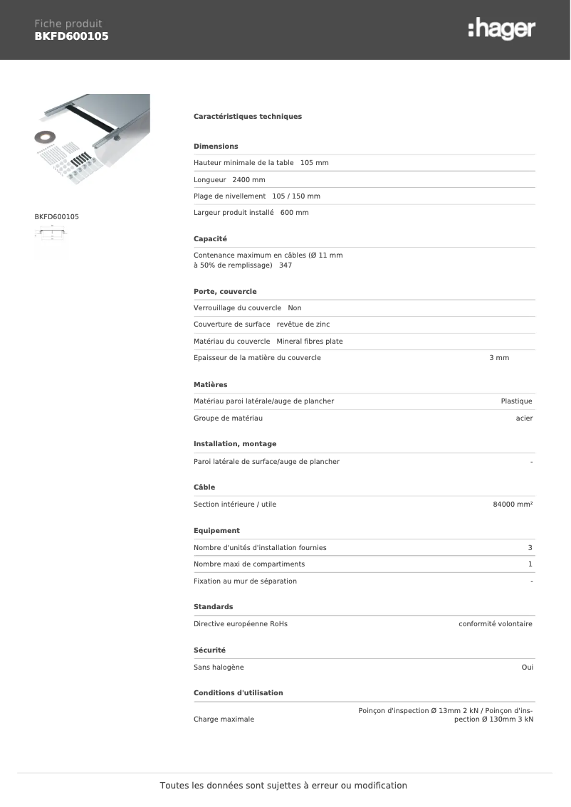 Image de la première page du manuel de l'appareil BKFD600105