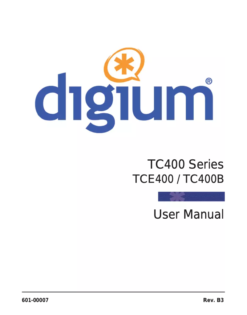 Page n°1 - Manuel utilisateur Digium TCE400B