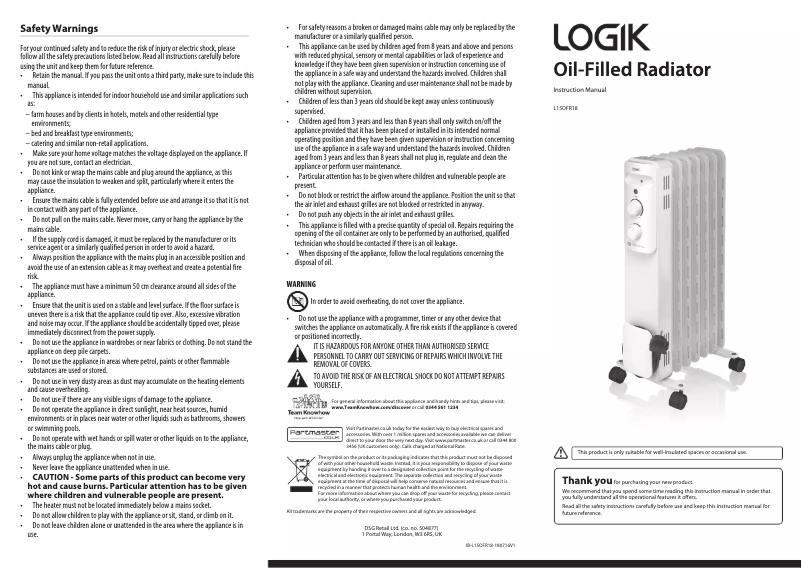 Página 1 del manual Manual de usuario Logik L15OFR18