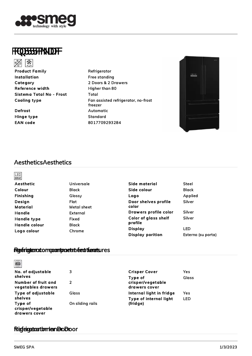 Page 1 de la notice Brochure Smeg FQ55FNDF