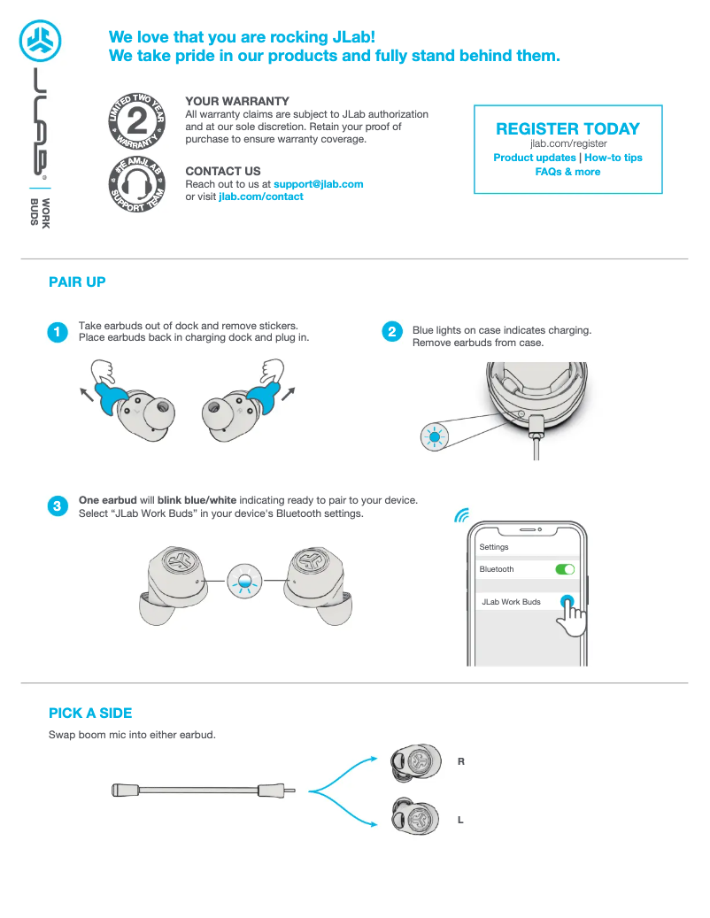 Image de la première page du manuel de l'appareil Work Buds