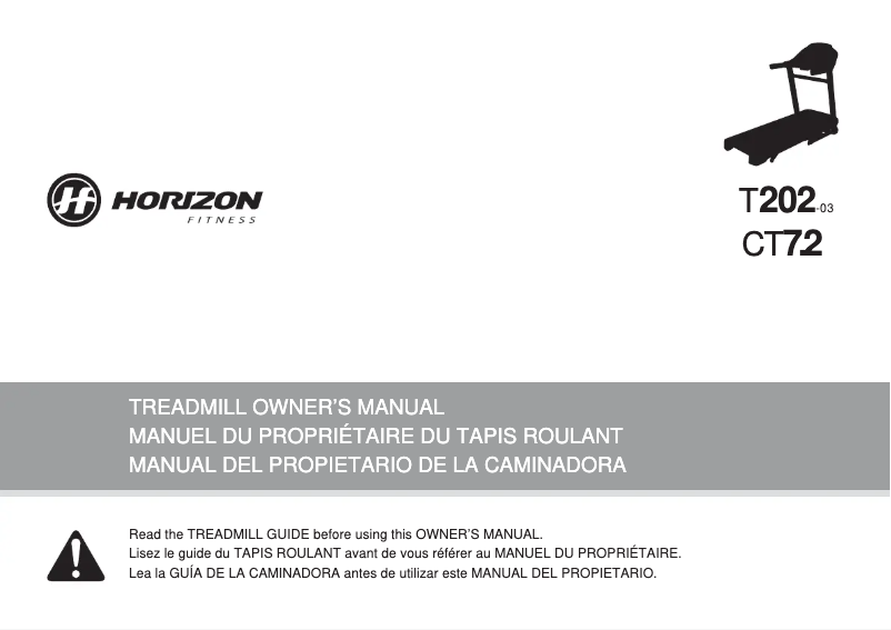 Page 1 de la notice Manuel utilisateur Horizon Fitness CT7.2
