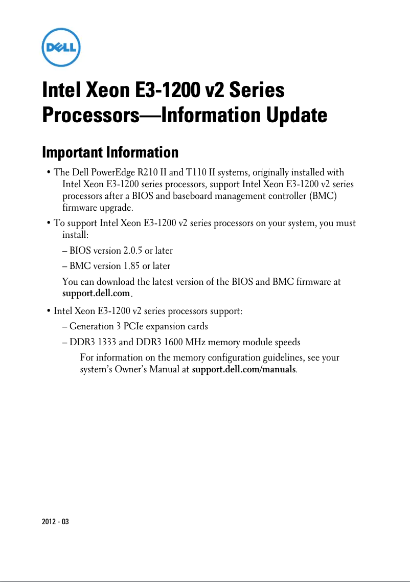 Page n°1 - Manuel utilisateur Dell PowerEdge R210 II