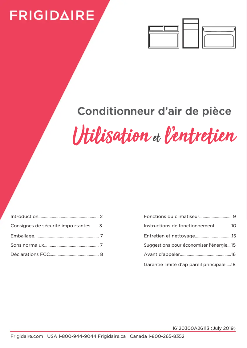 Page n°1 - Manuel utilisateur Frigidaire FHWW103WBE