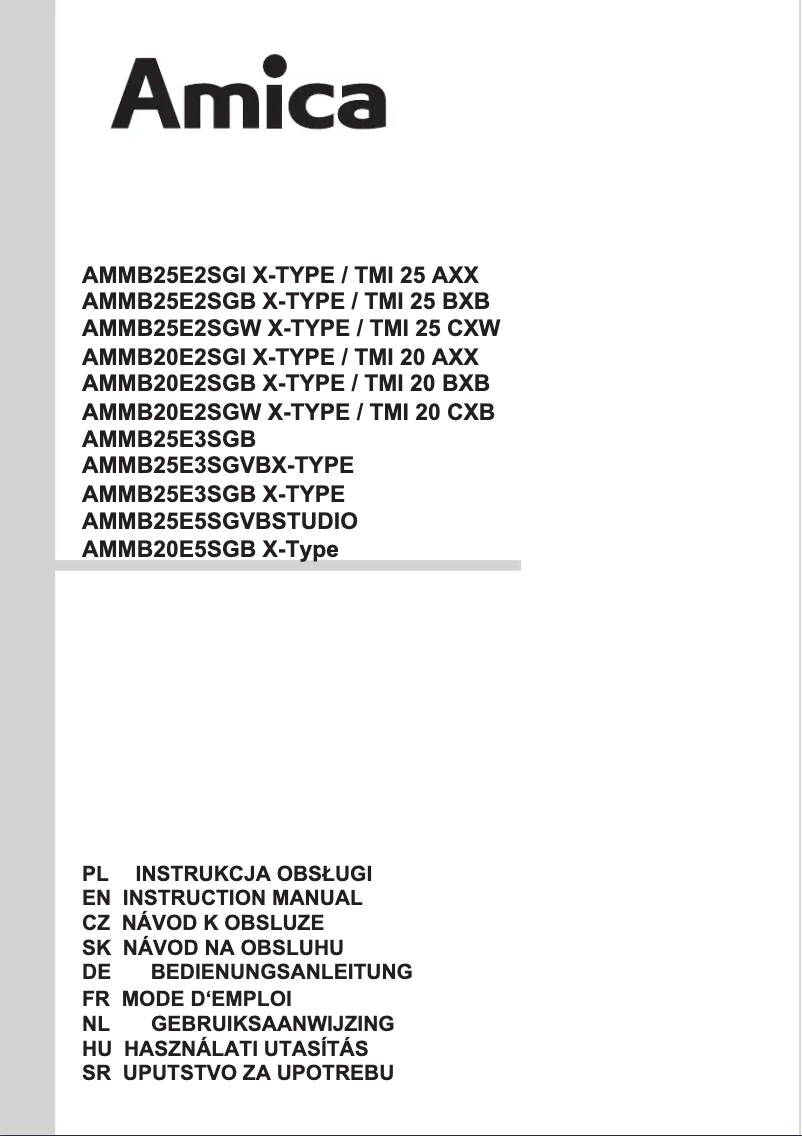 Page 1 de la notice Manuel utilisateur Amica X-Type AMMB20E2SGB