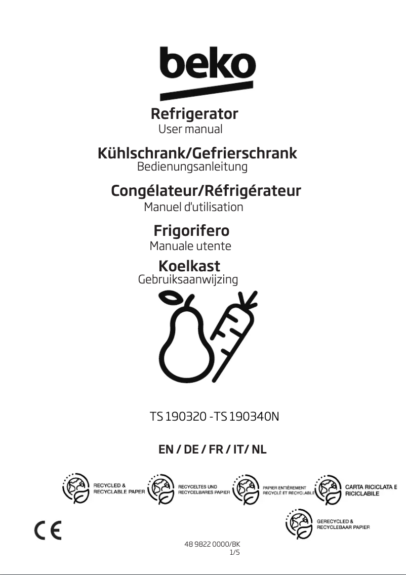 Page n°1 - Manuel utilisateur Beko FS127340N