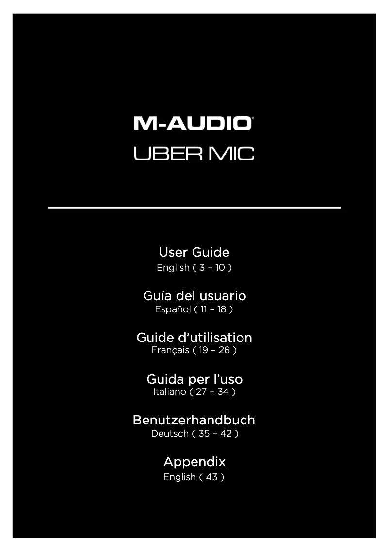 Page 1 de la notice Manuel utilisateur M-Audio Uber Mic