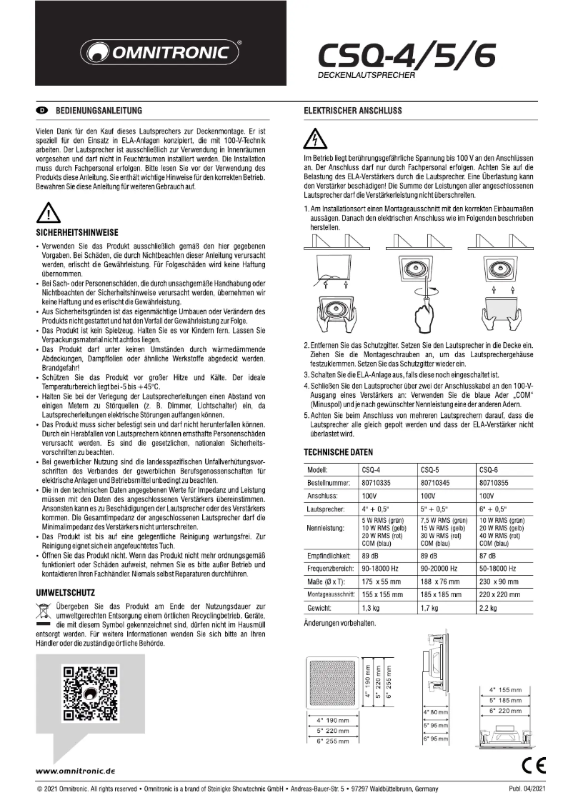 Image de la première page du manuel de l'appareil CSQ-6