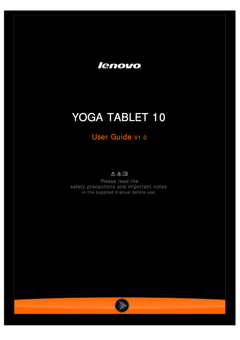 Image de la première page du manuel de l'appareil Yoga Tablet B8000-H