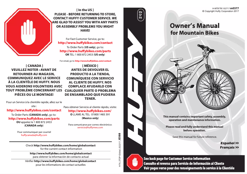 Page 1 de la notice Manuel utilisateur Huffy Granite 26"